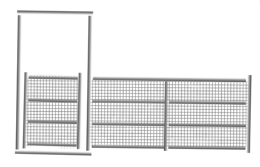 Livestock gate with wire mesh